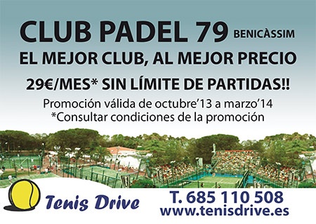 Promoción en pádel en el Padel Club 79 de Benicàssim