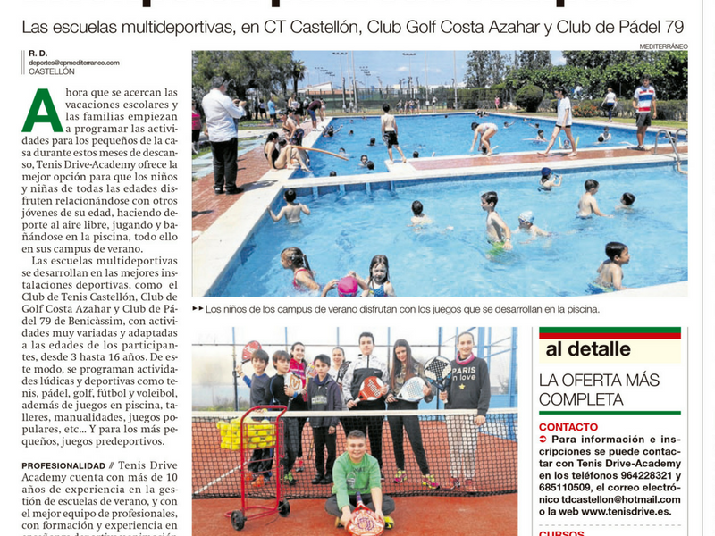 TENIS DRIVE ACADEMY ABRE INSCRIPCIONES PARA ESTE VERANO