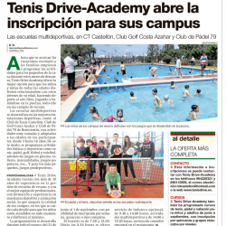 TENIS DRIVE ACADEMY ABRE INSCRIPCIONES PARA ESTE VERANO